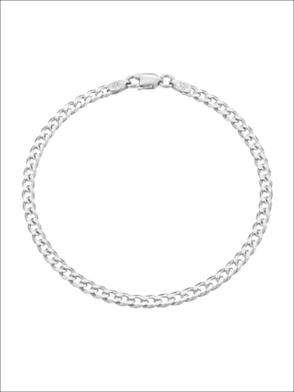 Solid 925 Sterling Silver Chain Bracelet Italian Anti-Tarnish Link